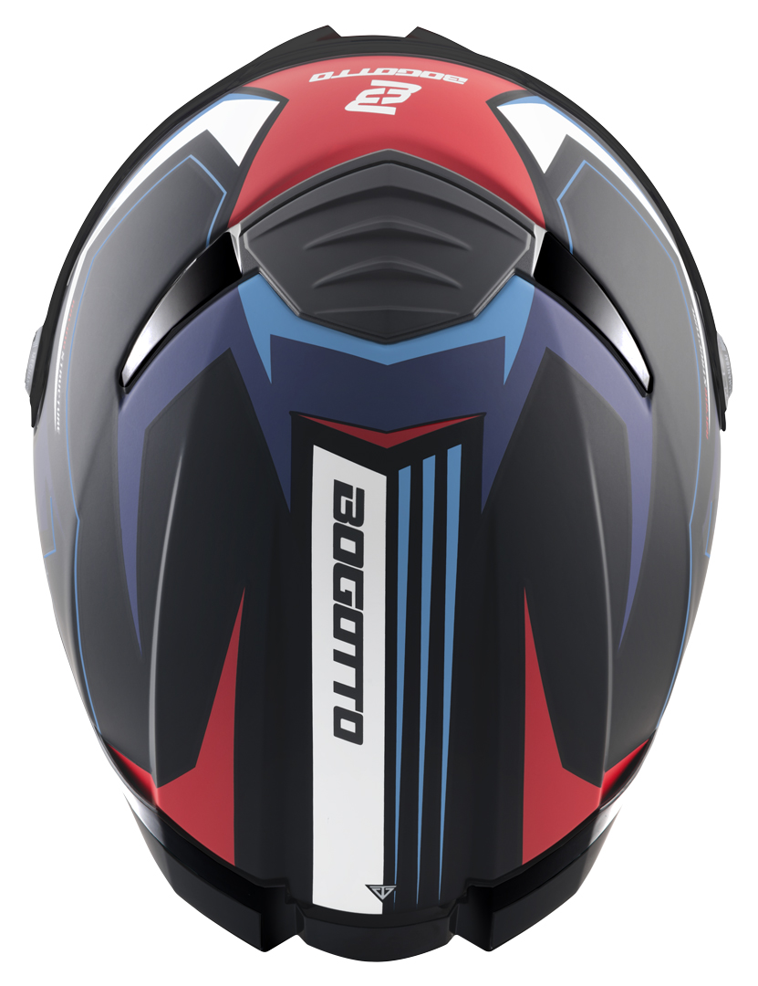 Side view of Bogotto FF118 Vilial Helmet, black-white-red-blue, Size XS for Women