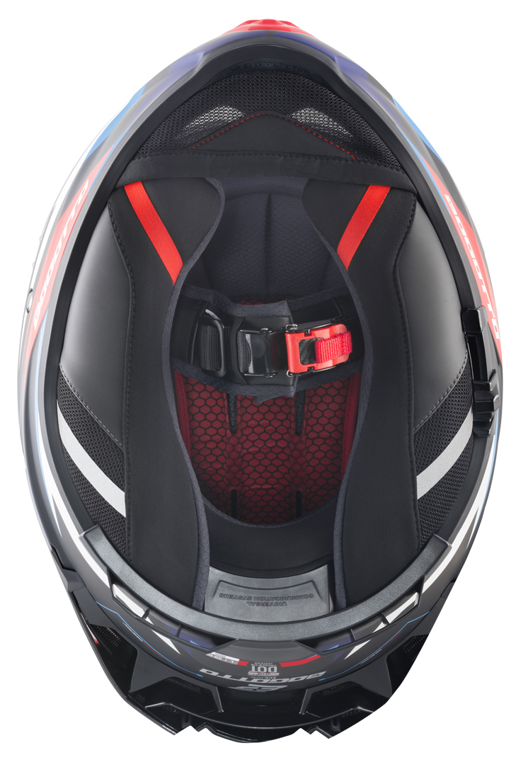 Side view of Bogotto FF118 Vilial Helmet, black-white-red-blue, Size XS for Women