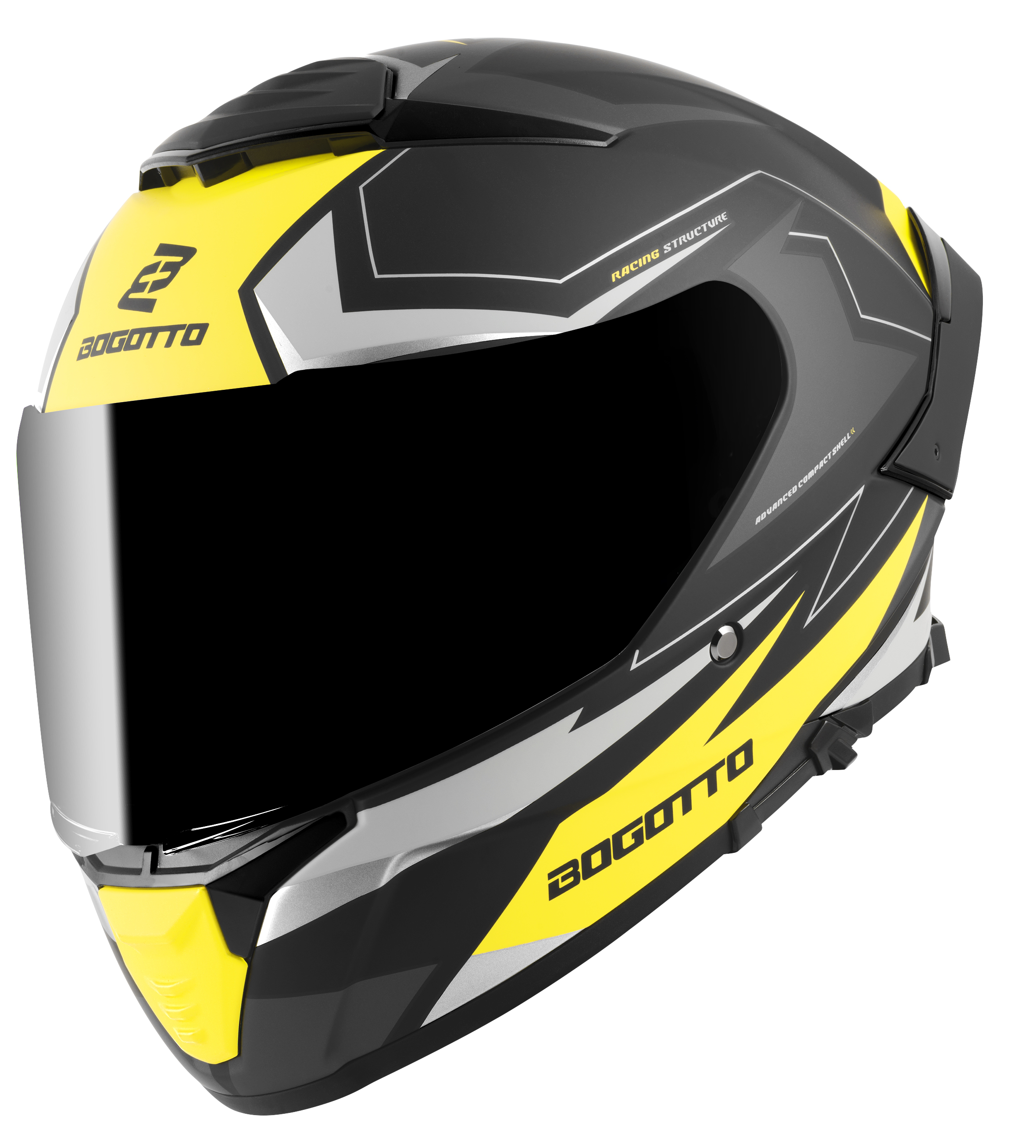 Side view of Bogotto FF118 Vilial Helmet, black-yellow, Size XL for Women