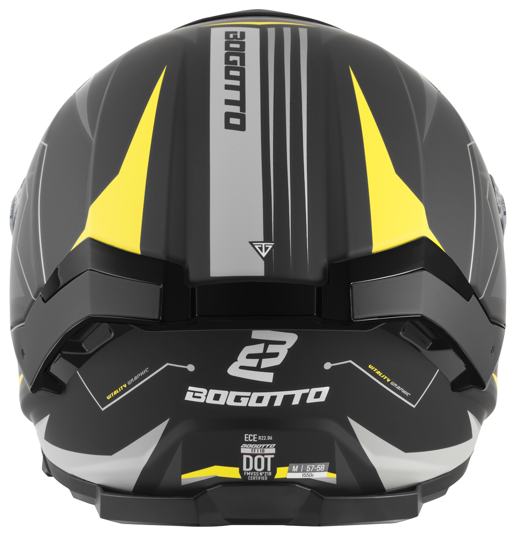 Side view of Bogotto FF118 Vilial Helmet, black-yellow, Size XL for Women