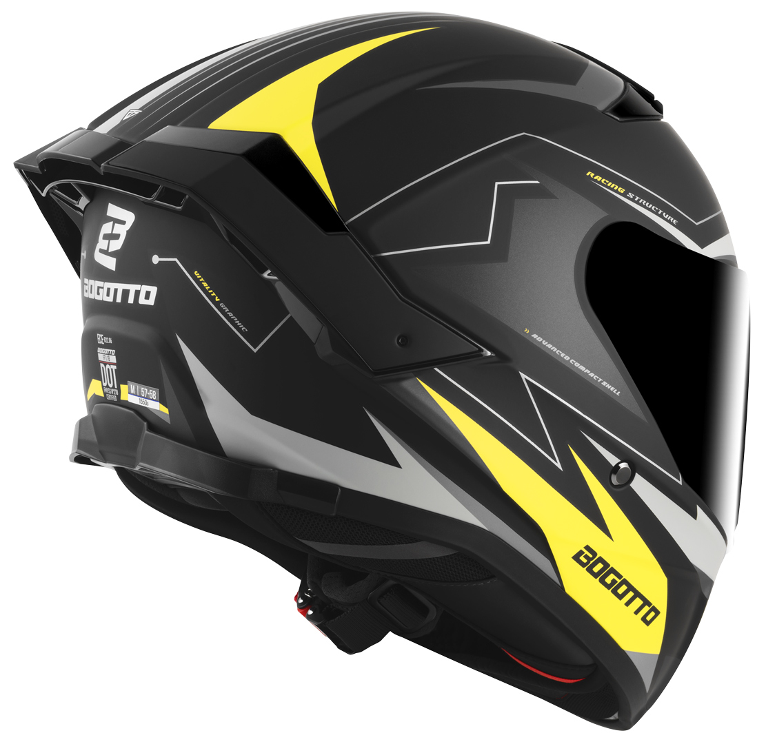 Side view of Bogotto FF118 Vilial Helmet, black-yellow, Size XL for Women