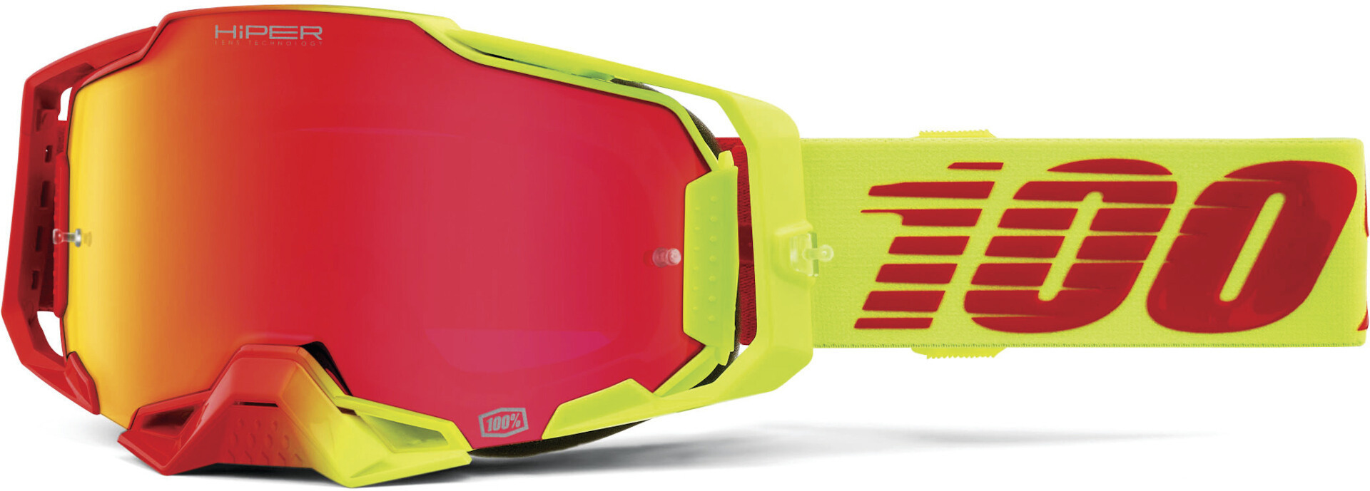 Men's Red Yellow 100% Armega Hiper Solaris Motocross Goggles, Red-Yellow For