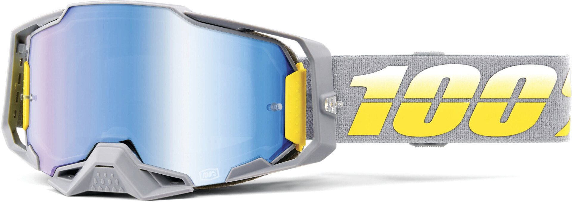 Men's Grey Yellow 100% Armega Complex Motocross Goggles, Grey-Yellow For