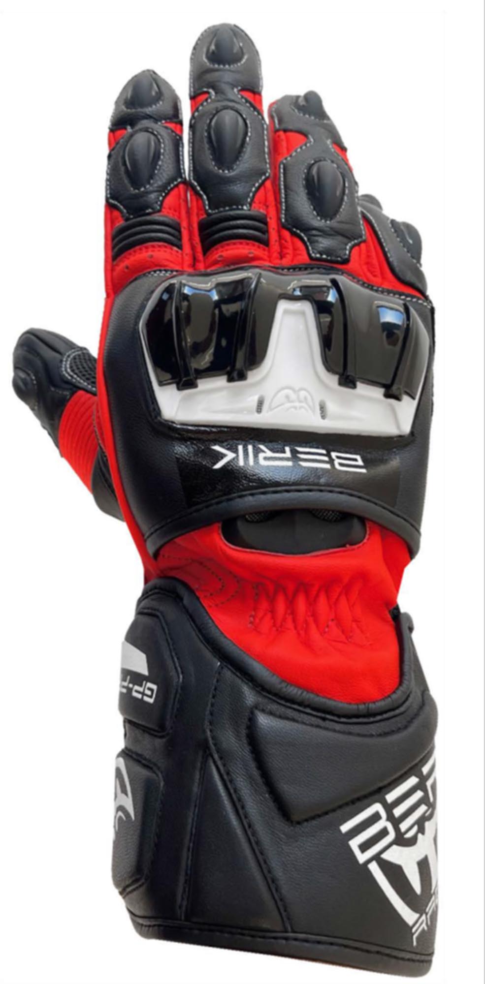 Berik Yokoto Gants de moto, noir-rouge, taille 3XL pour Hommes