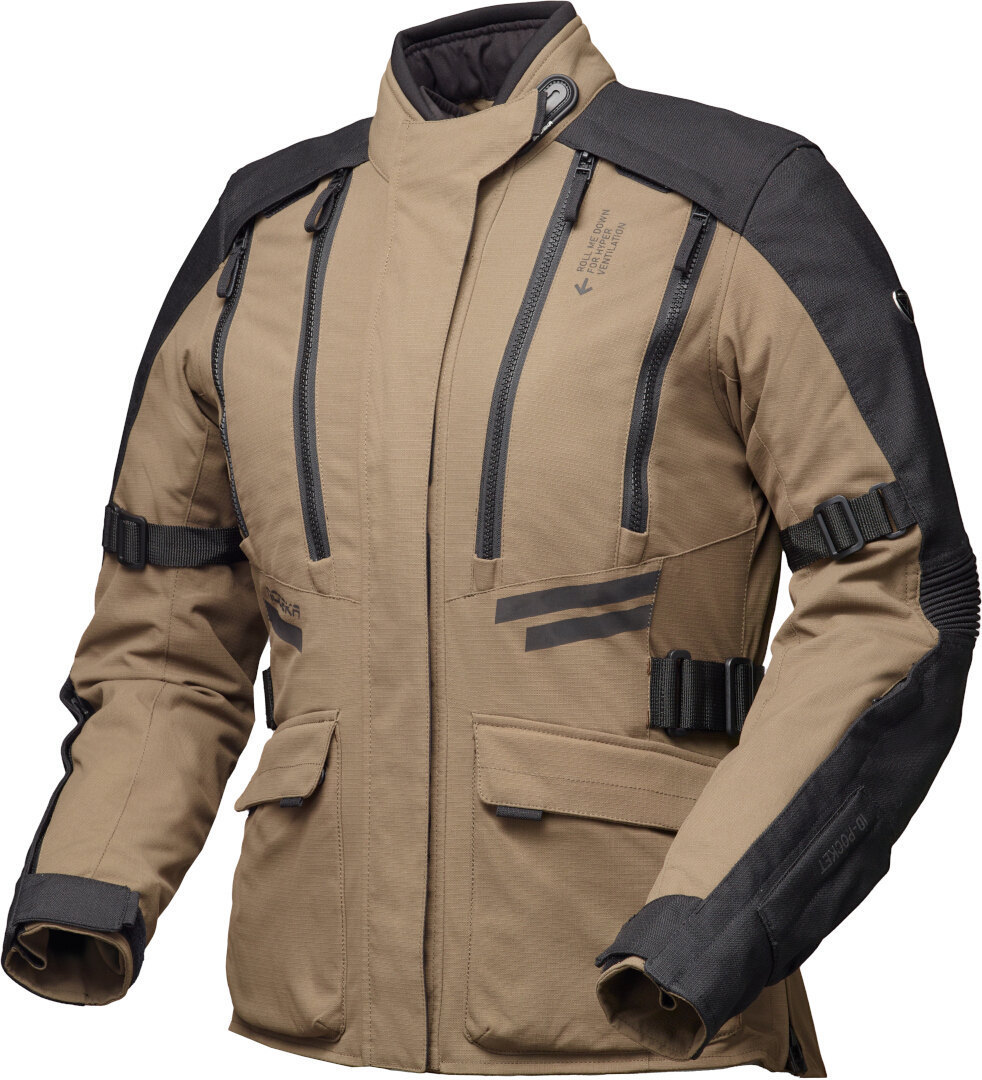 Modeka Lucano imperméable dames moto textile veste, noir-brun, taille 46 pour Femmes