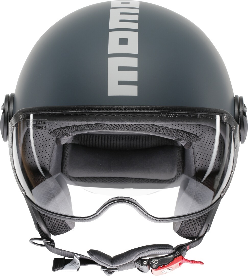 Side view of MOMO FGTR Classic Candy Jet Helmet, green-blue, Size S for Men