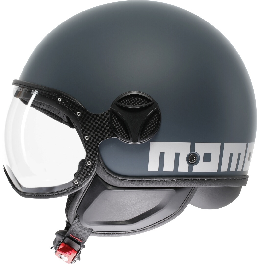 Side view of MOMO FGTR Classic Candy Jet Helmet, green-blue, Size S for Men