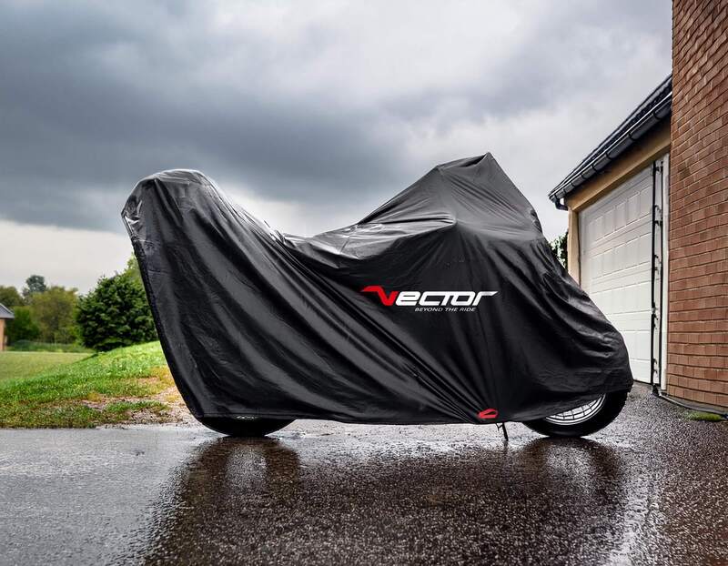 VECTOR H2O Indendørs / Udendørs Beskyttelsesbetræk til Motorcykel / Scooter med Topboks og Forrude - Sort - L