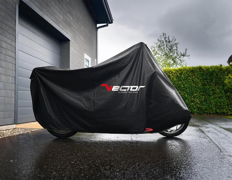 VECTOR Outdoor Protective Cover H20 Heavy Duty Black - Moto / Scooter with Top Case and Windscreen - S