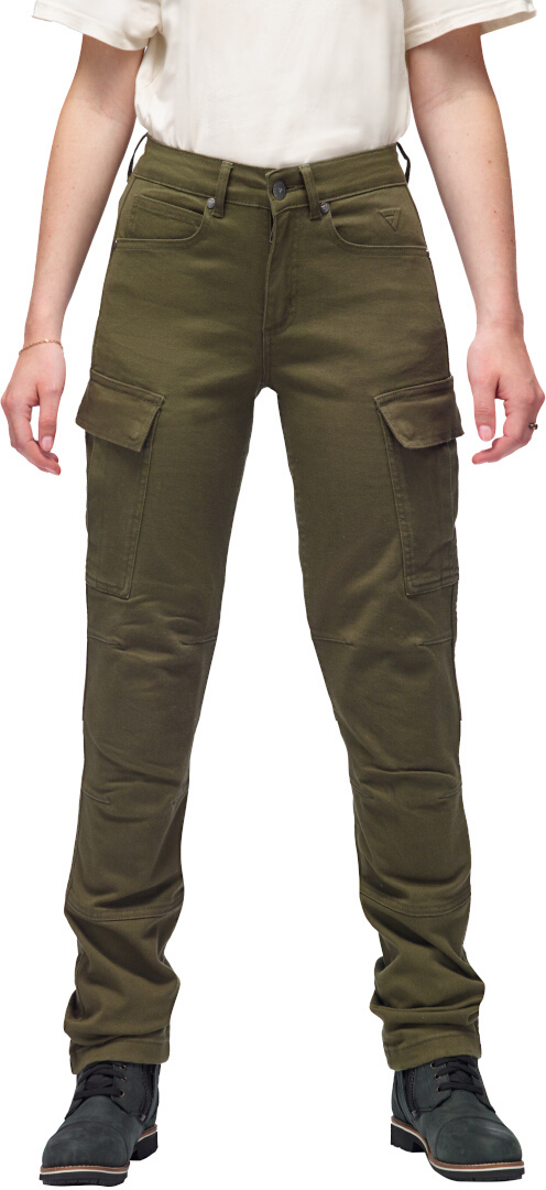 Modeka Brandon Cargo Ladies Motorcycle Jeans, green, Size S for Women