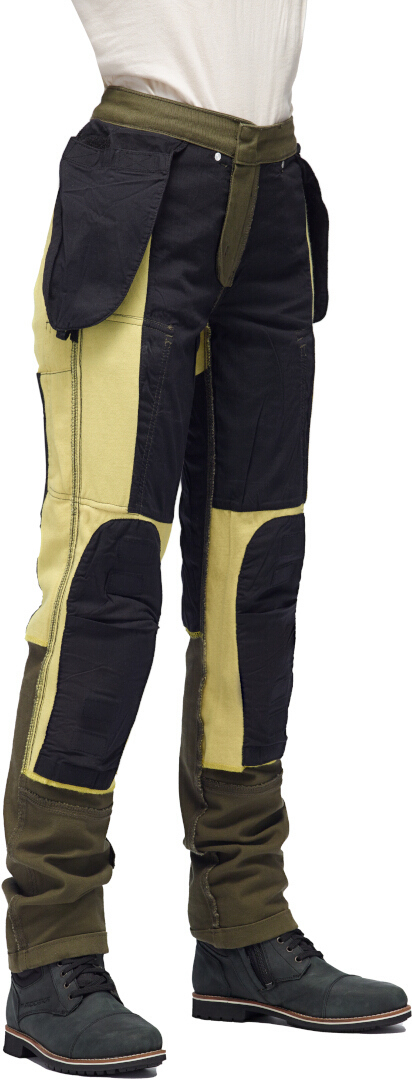Side view of Modeka Brandon Cargo Ladies Motorcycle Jeans, green, Size S for Women