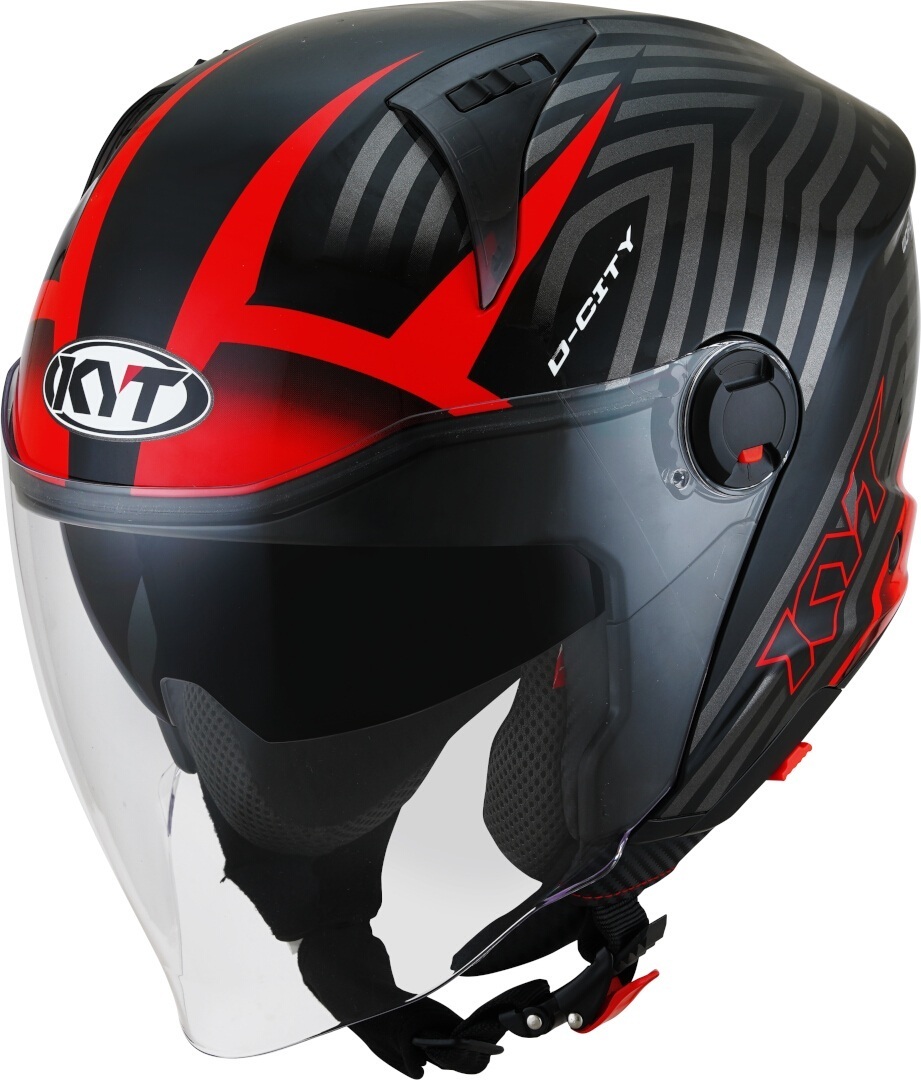KYT D-City Lucent Jet Helmet, black-red, Size XL for Men