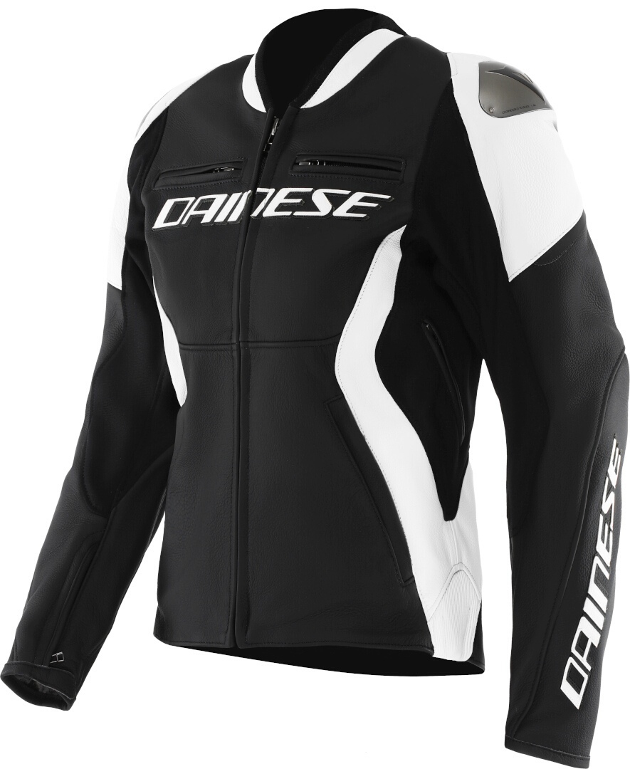 Dainese Racing 5 Женская мотоциклетная кожаная куртка Черный/Белый 50 