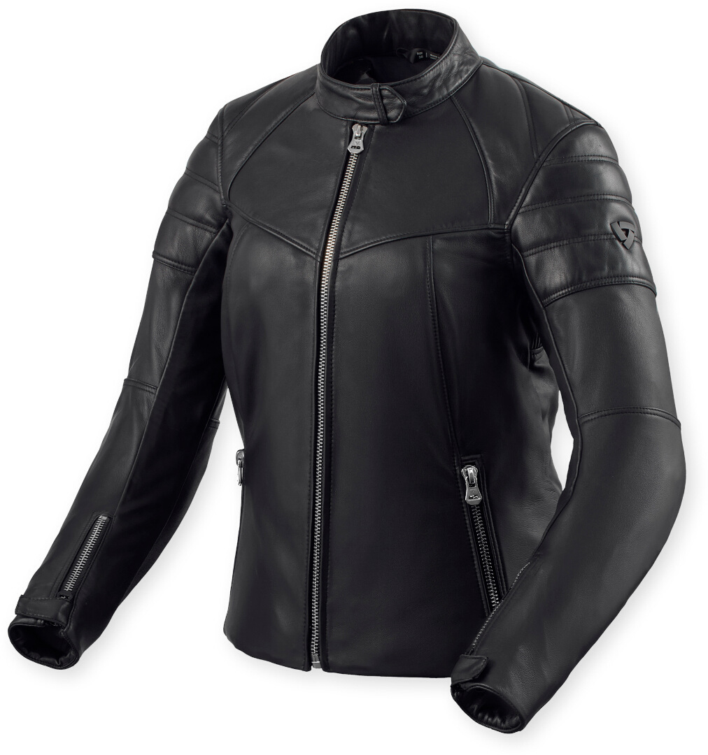 Revit London Ladies Motorcycle Leather Jacket, Black, Size 38 For Men