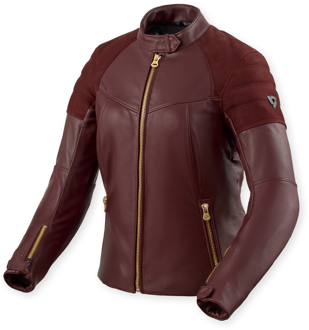 Revit London Blouson en cuir de moto pour femmes, rouge, taille 42