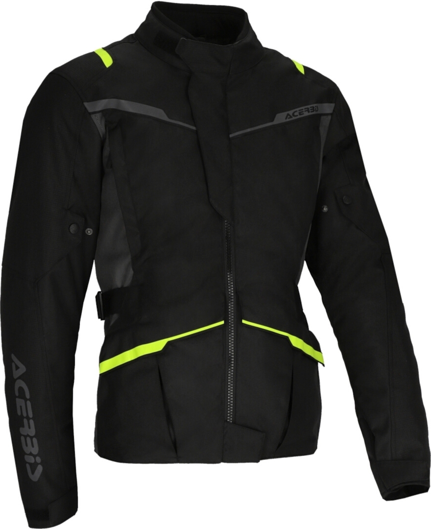 Acerbis CE X-Travel Waterproof Motorfiets textiel jas, zwart-geel, afmeting XL voor man
