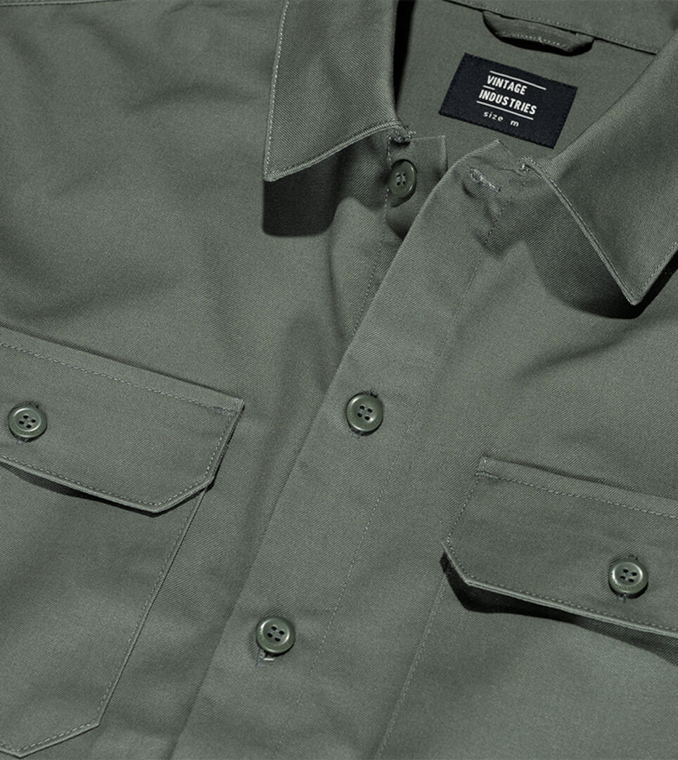 Side view of Vintage Industries Dexter Shirt, green, Size XL for Men