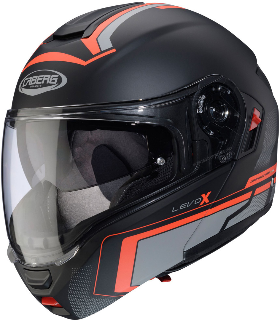 Caberg Men's Black Grey Red Levo X Elite Helmet, Black-Grey-Red, Size Xs For