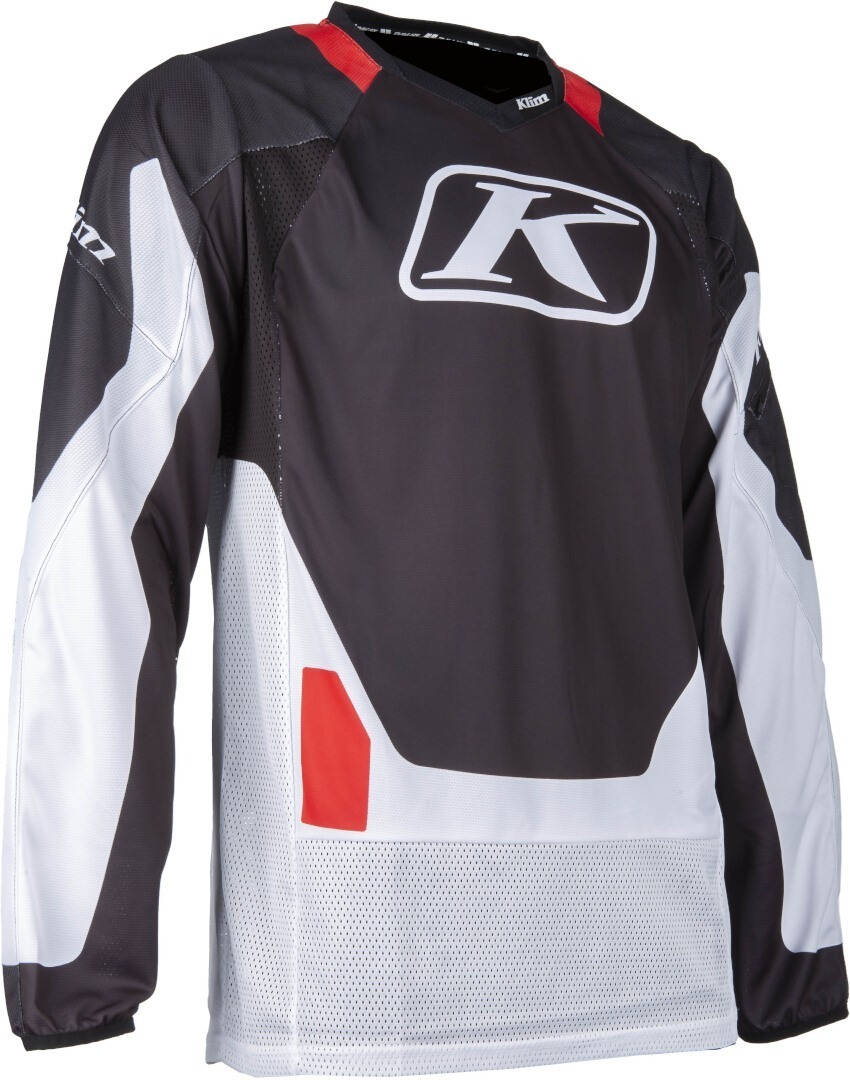 Side view of Klim Dakar 2025 Motocross Jersey, black-white-red, Size XL for Men