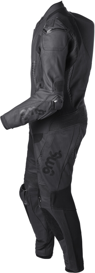 Side view of GMS GRC-1 One Piece Motorcycle Leather Suit, black, Size 58 for Men