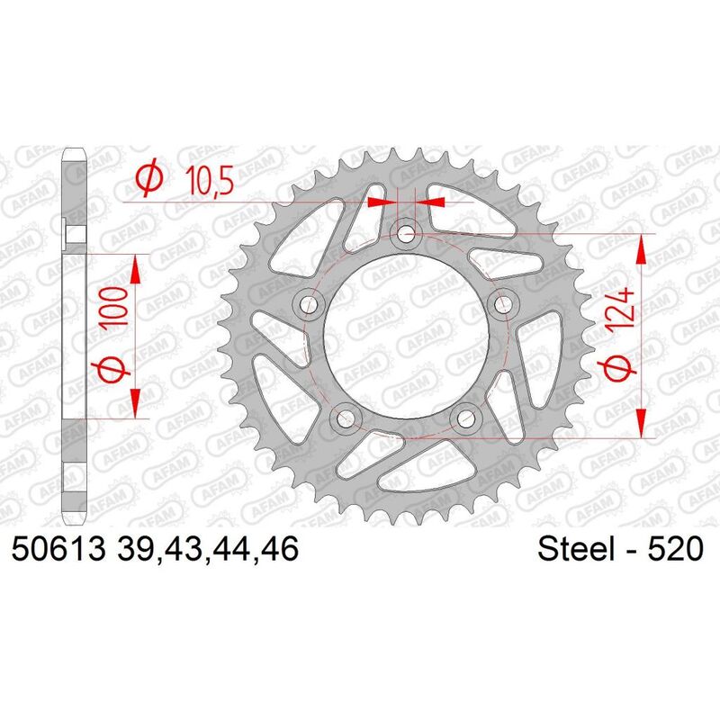 Afam Unisex Rear Sprocket Steel Standard - 520