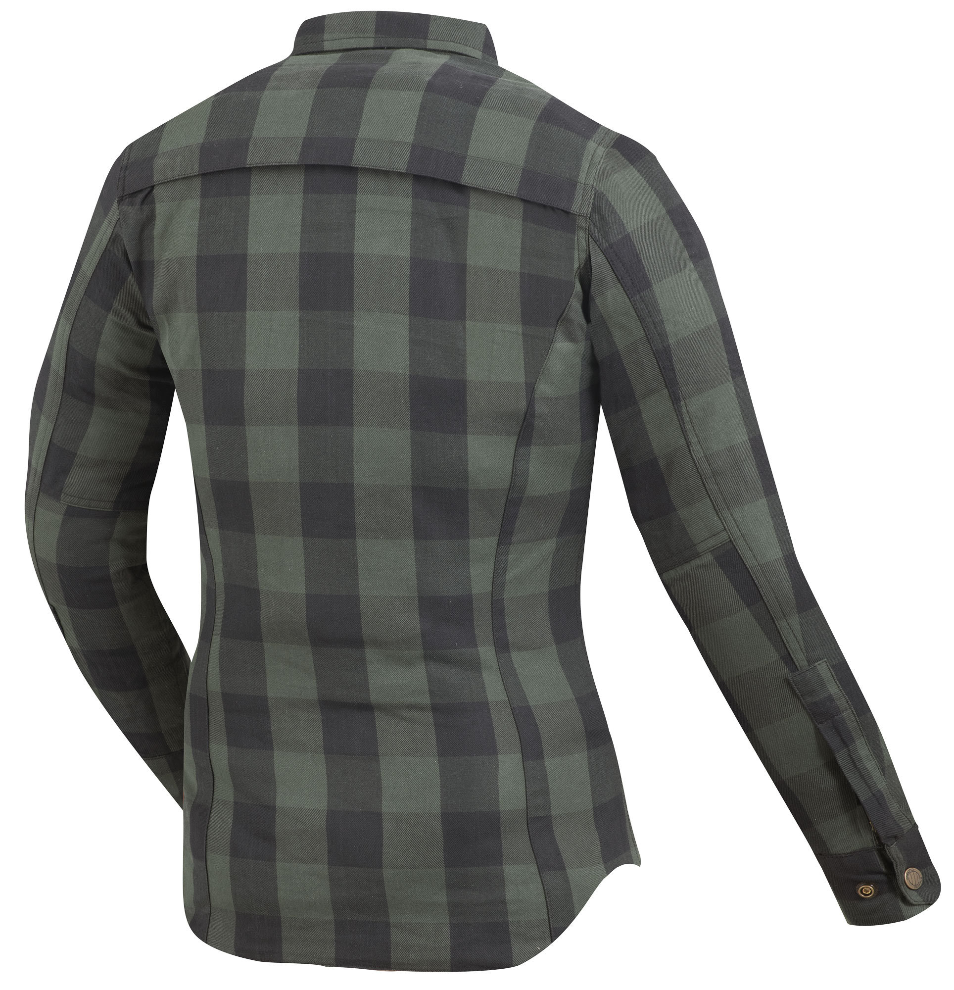 Side view of Bogotto Forgewood Ladies Motorcycle Shirt, black-green, Size 2XL for Women