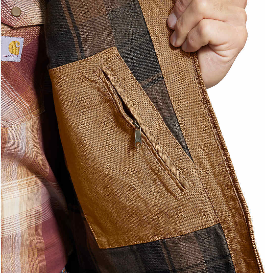 Side view of Carhartt Montana Relaxed Fit Duck Vest, brown, Size M for Men