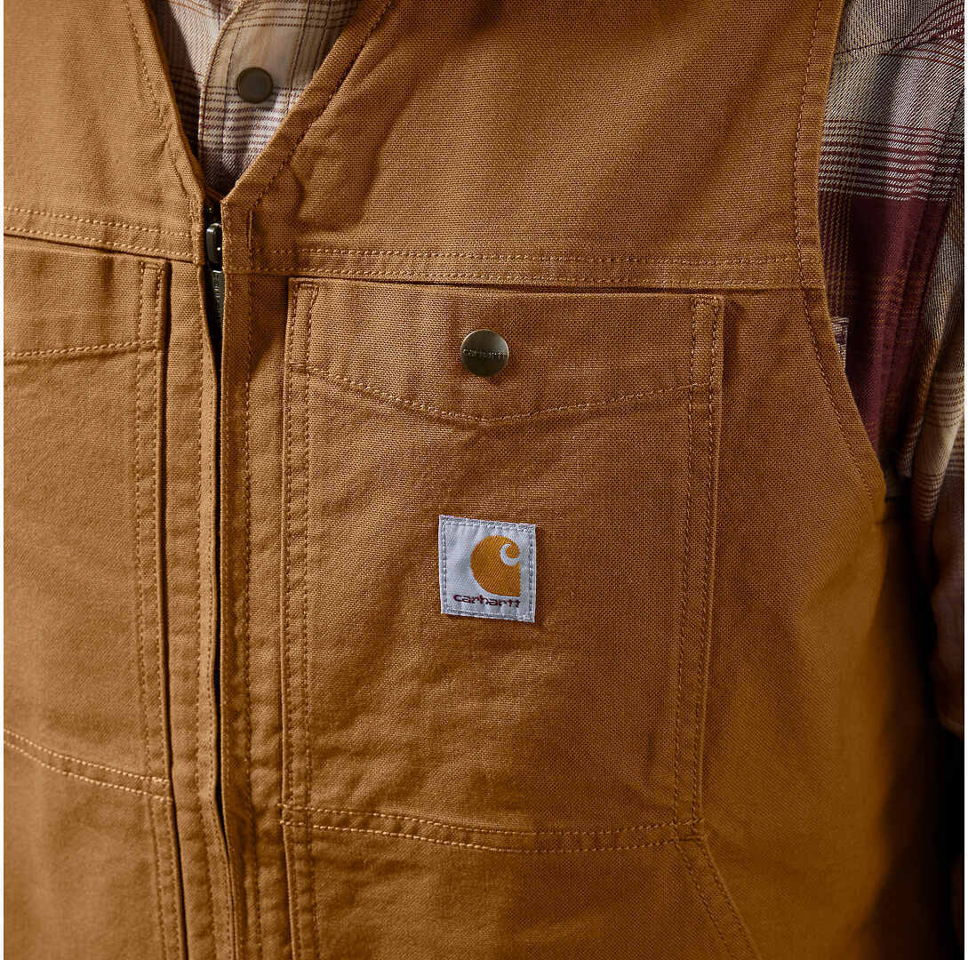 Side view of Carhartt Montana Relaxed Fit Duck Vest, brown, Size M for Men