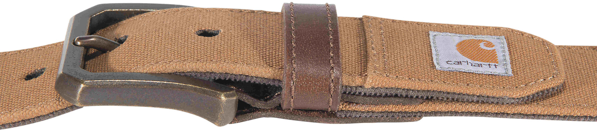 Side view of Carhartt Canvas Duck Belt, brown, Size 40 for Men