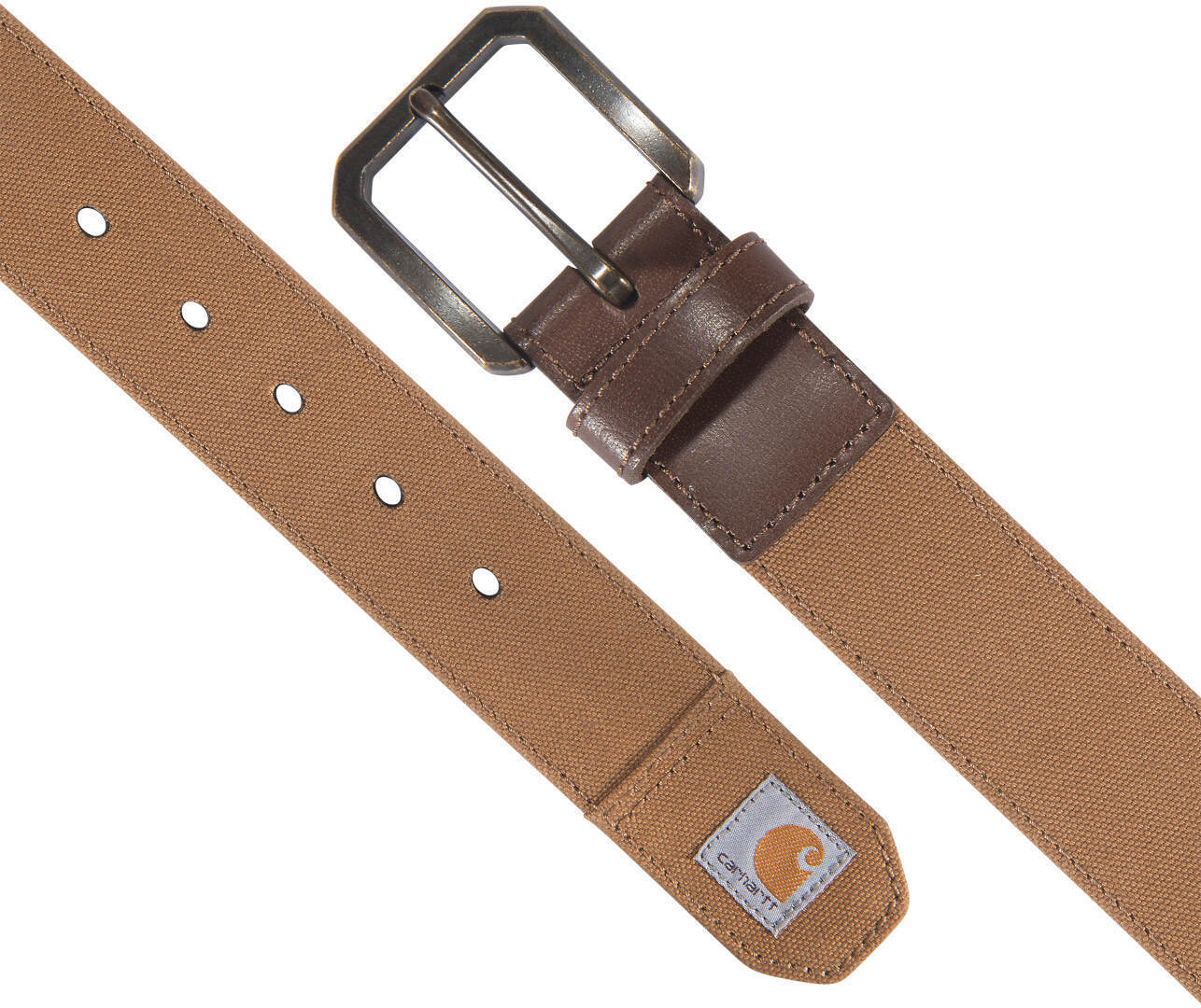 Side view of Carhartt Canvas Duck Belt, brown, Size 40 for Men