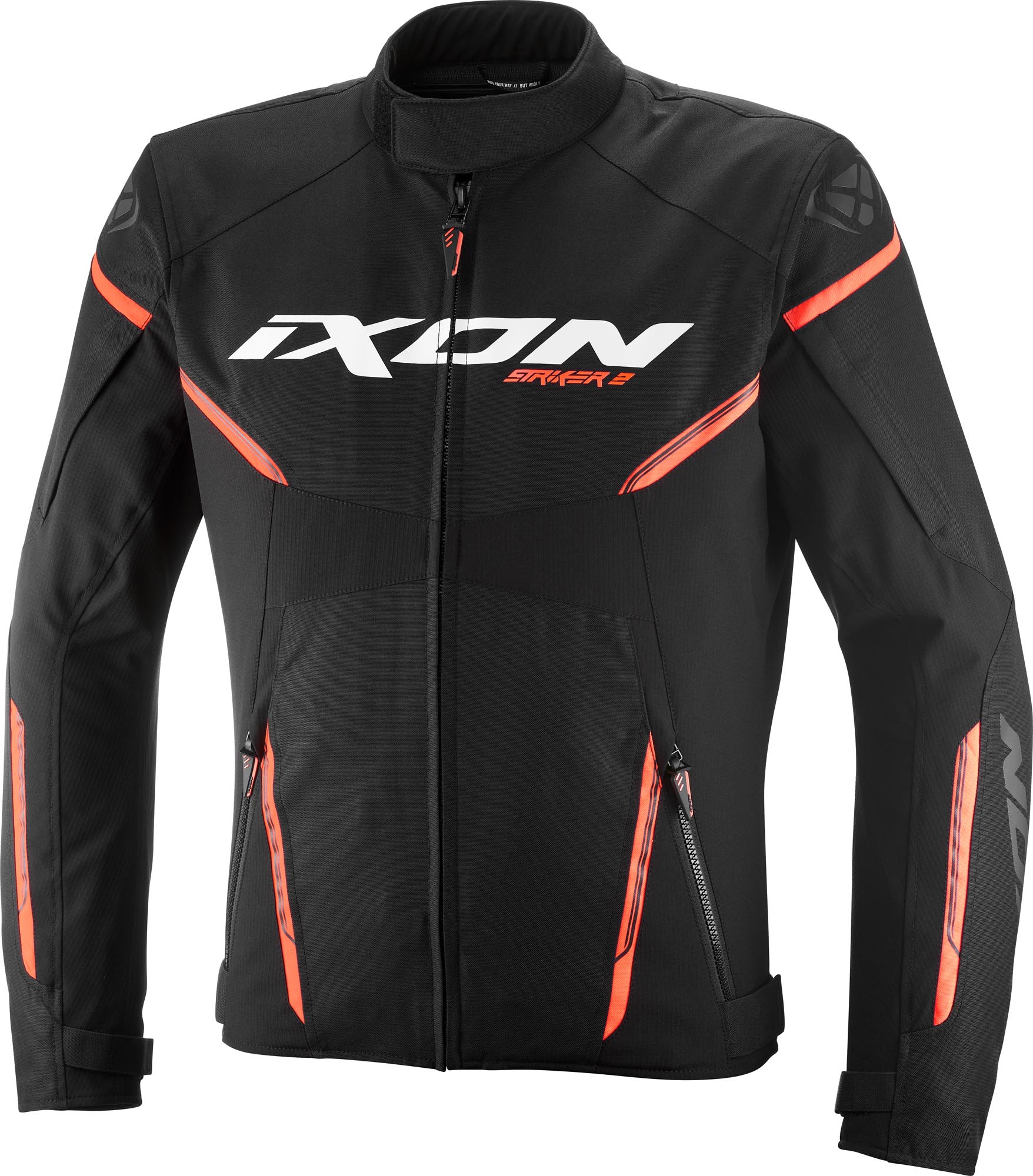 Ixon Striker 2 Waterproof Motorcycle Textile Jacket, Black-Orange, Size 4XL For Men