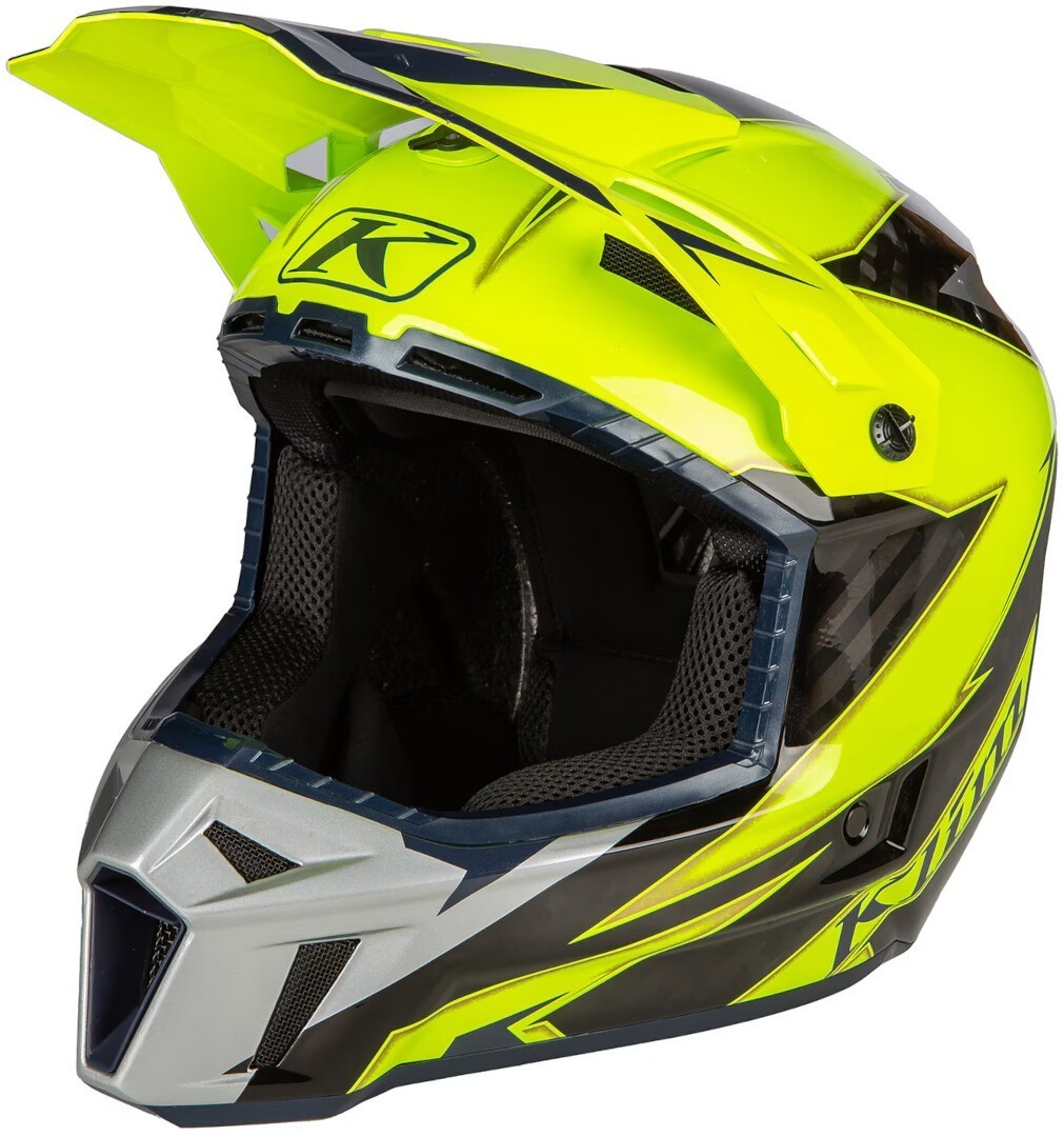 Klim F3 Lighting Carbon Шлем для мотокросса Серый/Неоново-Желтый XL (60/61) 