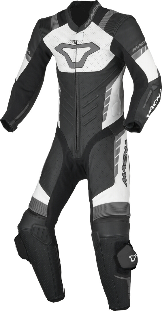 Macna Varshall Junior perforated Kids One Piece Motorcycle Leather Suit, black-white, Size 60 62 122