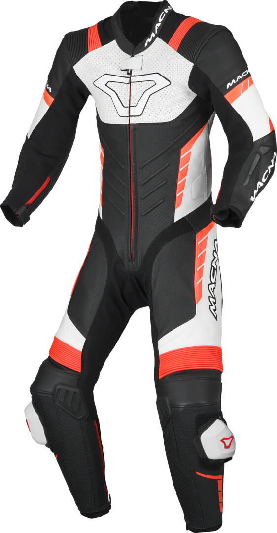 Macna Varshall Junior perforated Kids One Piece Motorcycle Leather Suit, black-white-red, Size 64 128