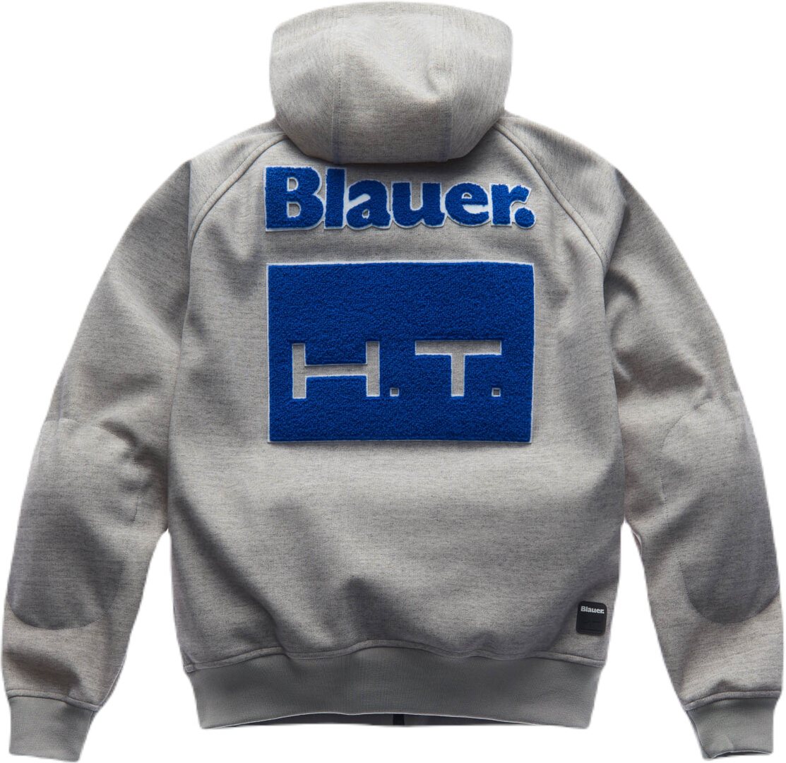 Side view of Blauer Easy Man waterproof Motorcycle Zip Hoodie, grey-blue, Size 3XL for Men