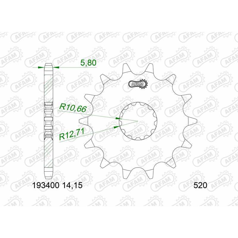 Afam Unisex Steel Standard Front Sprocket 193400 - 520
