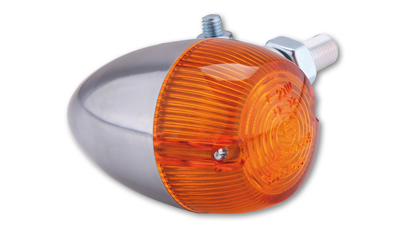 HIGHSIDER Smart Bullet Light Bulb Indicator Body Silver / Lens Orange (1pc), Front & Rear