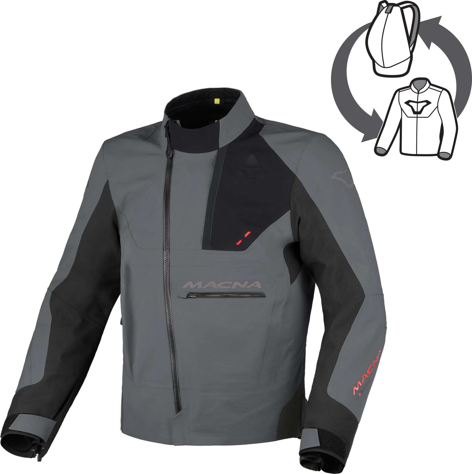 Macna Corvit waterproof Motorcycle Textile Jacket, black-grey, Size 2XL for Men-image-981467091