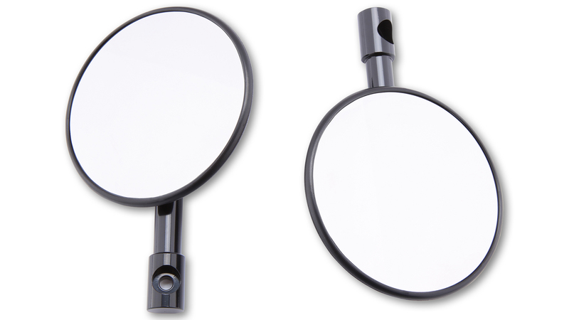 Side view of HIGHSIDER smart Bar End Mirror SuperBike Black (Pair)