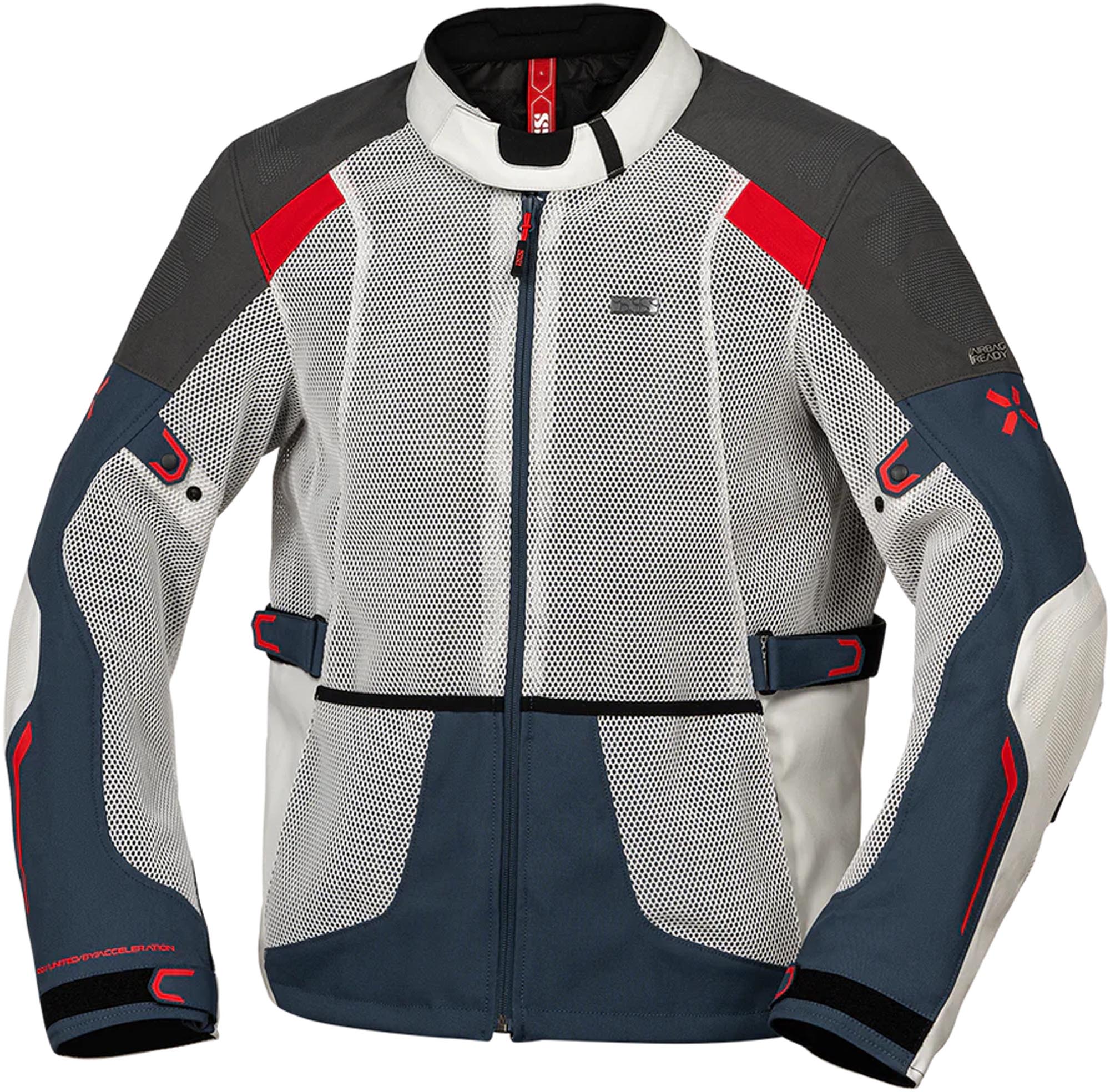 Ixs Tourster-Big Air 1.0 Mesh Motorcycle Textile Jacket, Grey-Red-Blue-Beige, Size L For Men