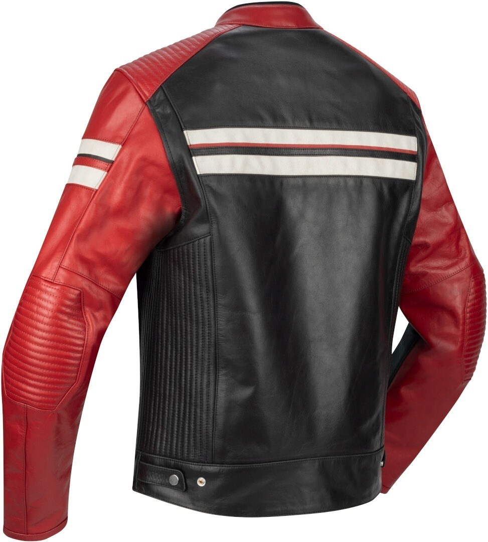Side view of Segura Romeo Motorcycle Leather Jacket, black-red, Size L for Men