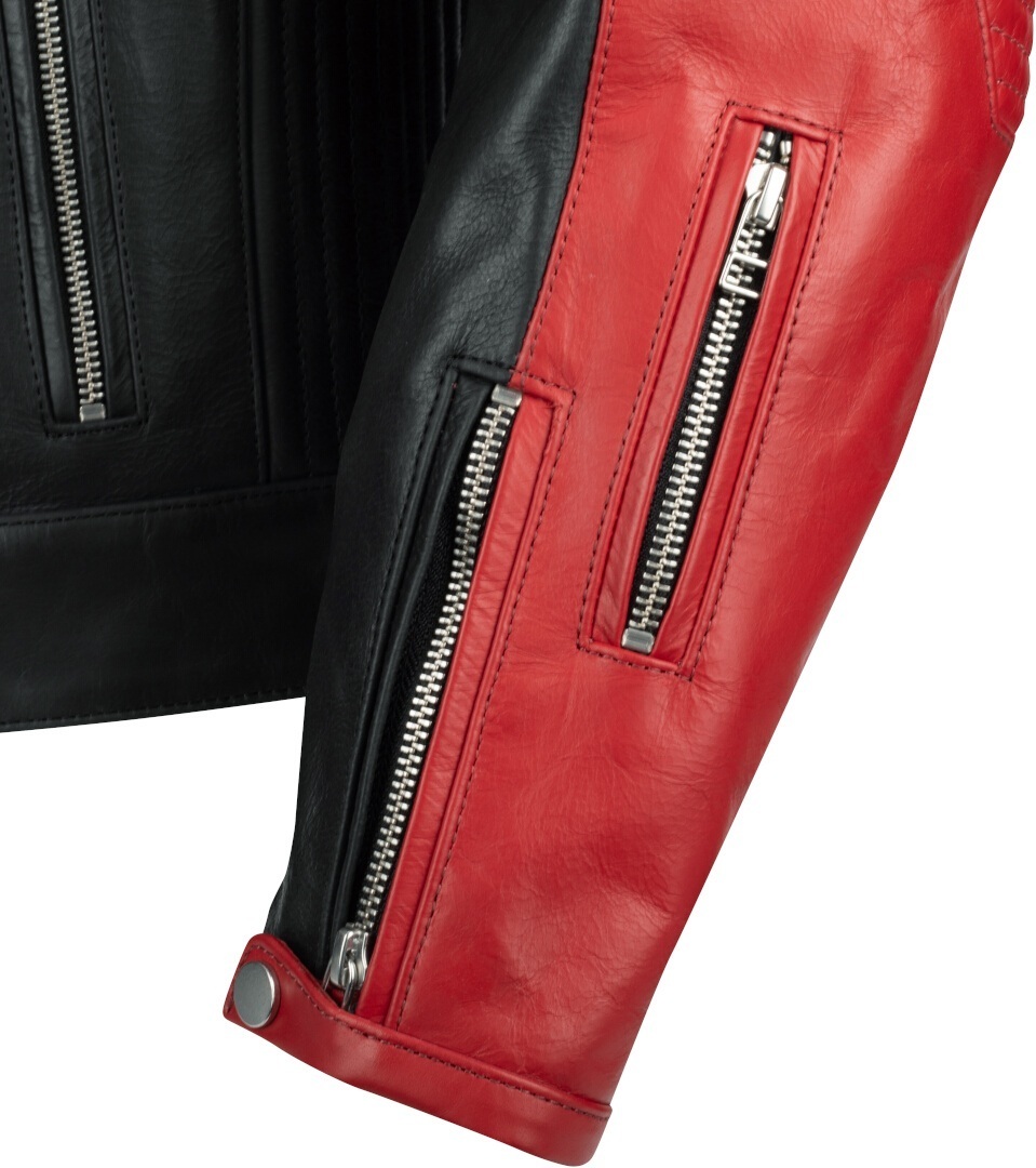 Side view of Segura Romeo Motorcycle Leather Jacket, black-red, Size L for Men
