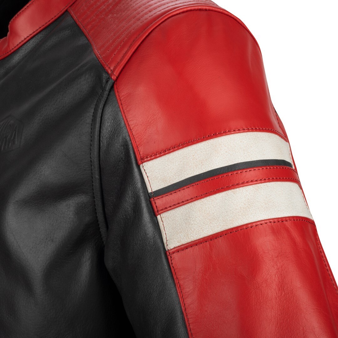 Side view of Segura Romeo Motorcycle Leather Jacket, black-red, Size L for Men