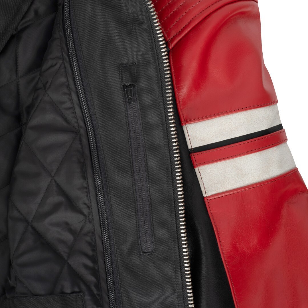 Side view of Segura Romeo Motorcycle Leather Jacket, black-red, Size L for Men