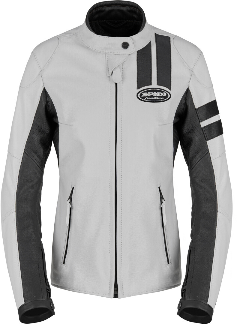 Spidi Roar Ladies Motorcycle Leather Jacket, Black-Grey, Size 48 For Women