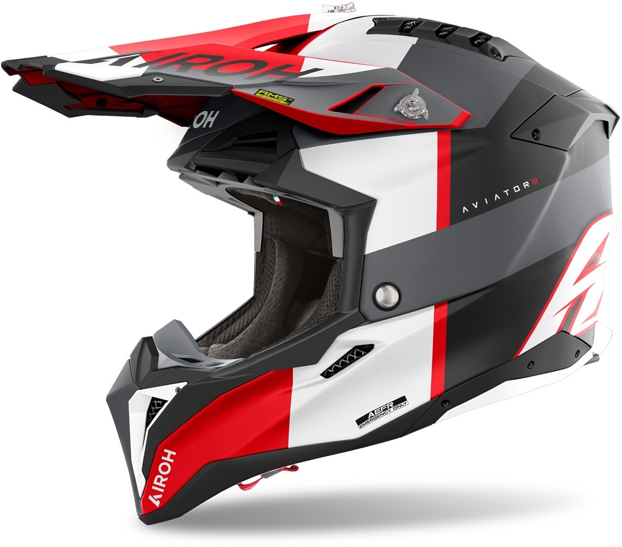 Airoh Aviator 3 Monarch Шлем для мотокросса Черный матовый/Серый/Красный XS (53/54) 