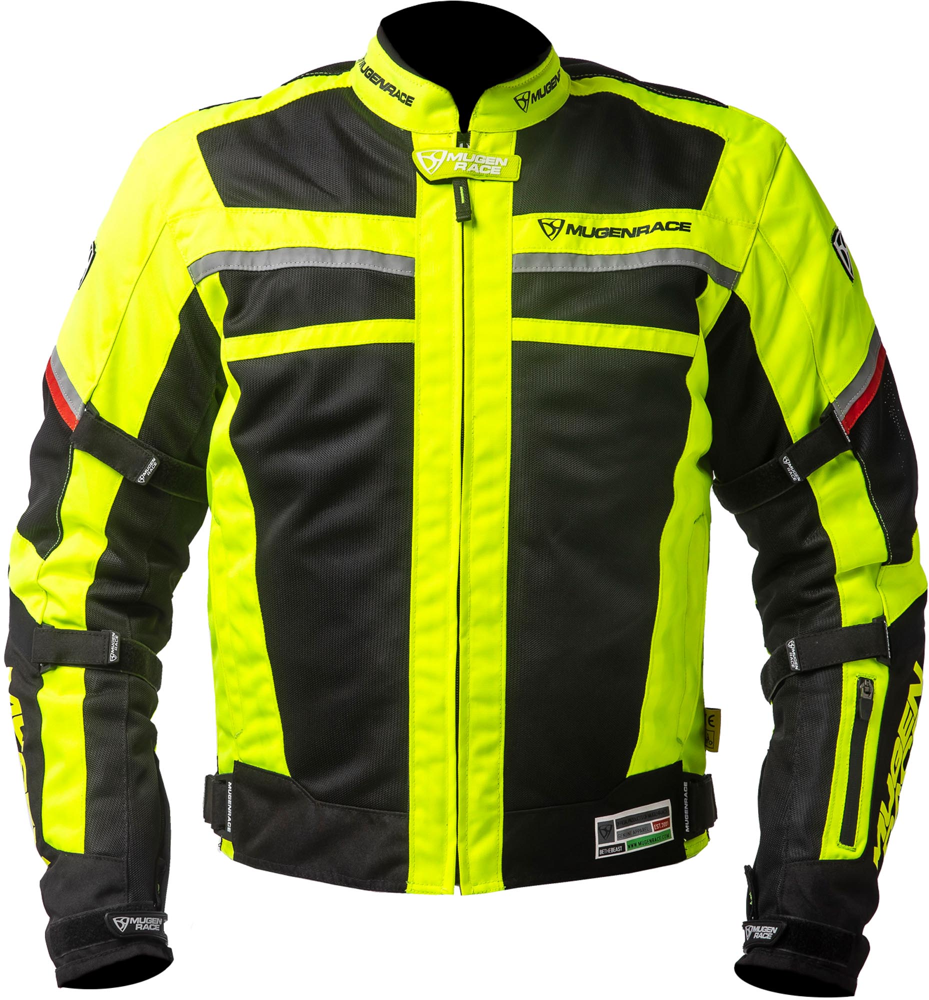 MUGENRACE A-Ttraversare Veste textile de moto imperméable, noir-jaune, taille 5XL pour Hommes