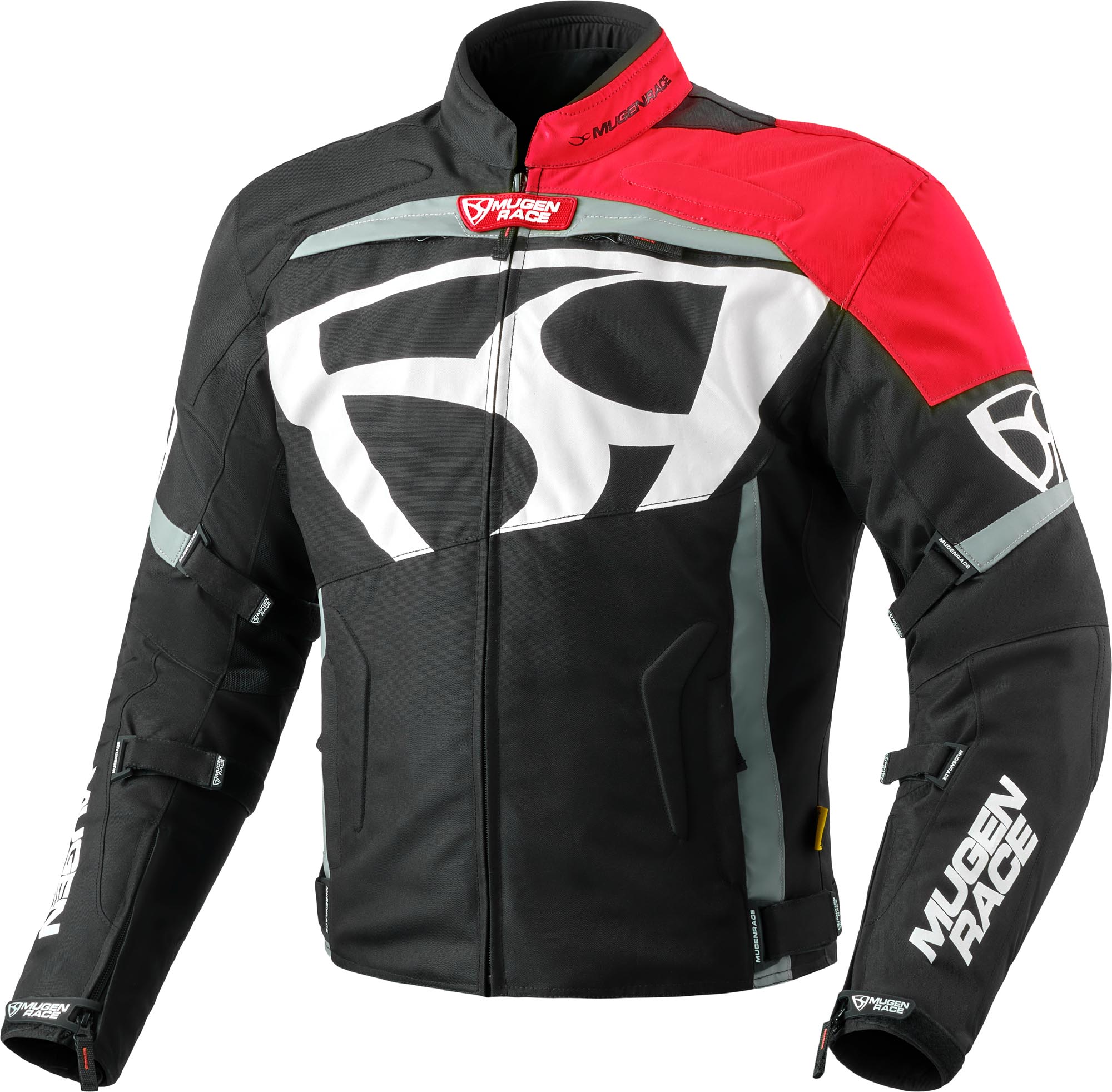 MUGENRACE Aggressore-T Veste textile de moto imperméable, noir-blanc-rouge, taille 5XL pour Hommes
