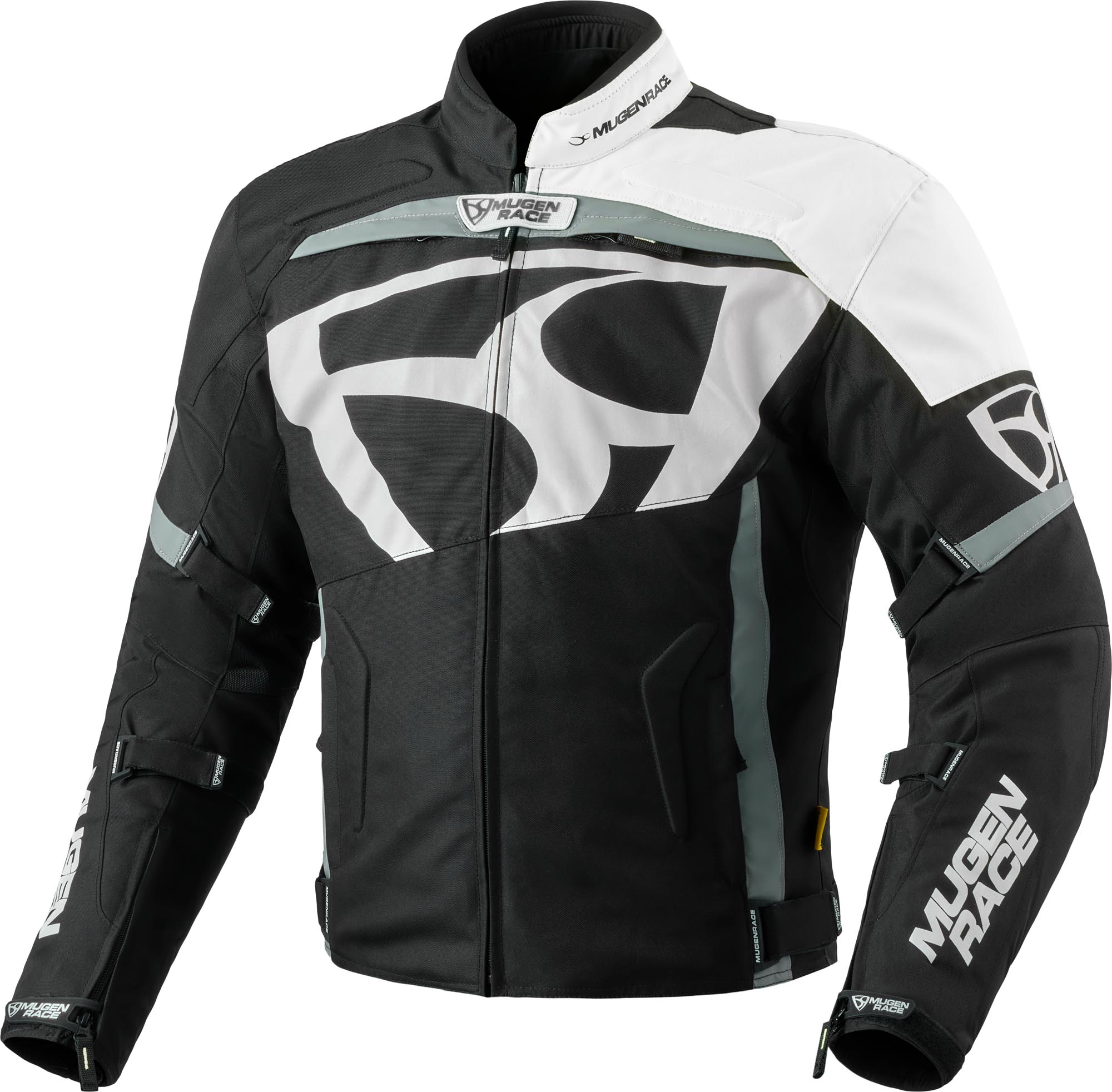 MUGENRACE Aggressore-T Veste textile de moto imperméable, noir-blanc, taille 2XL pour Hommes