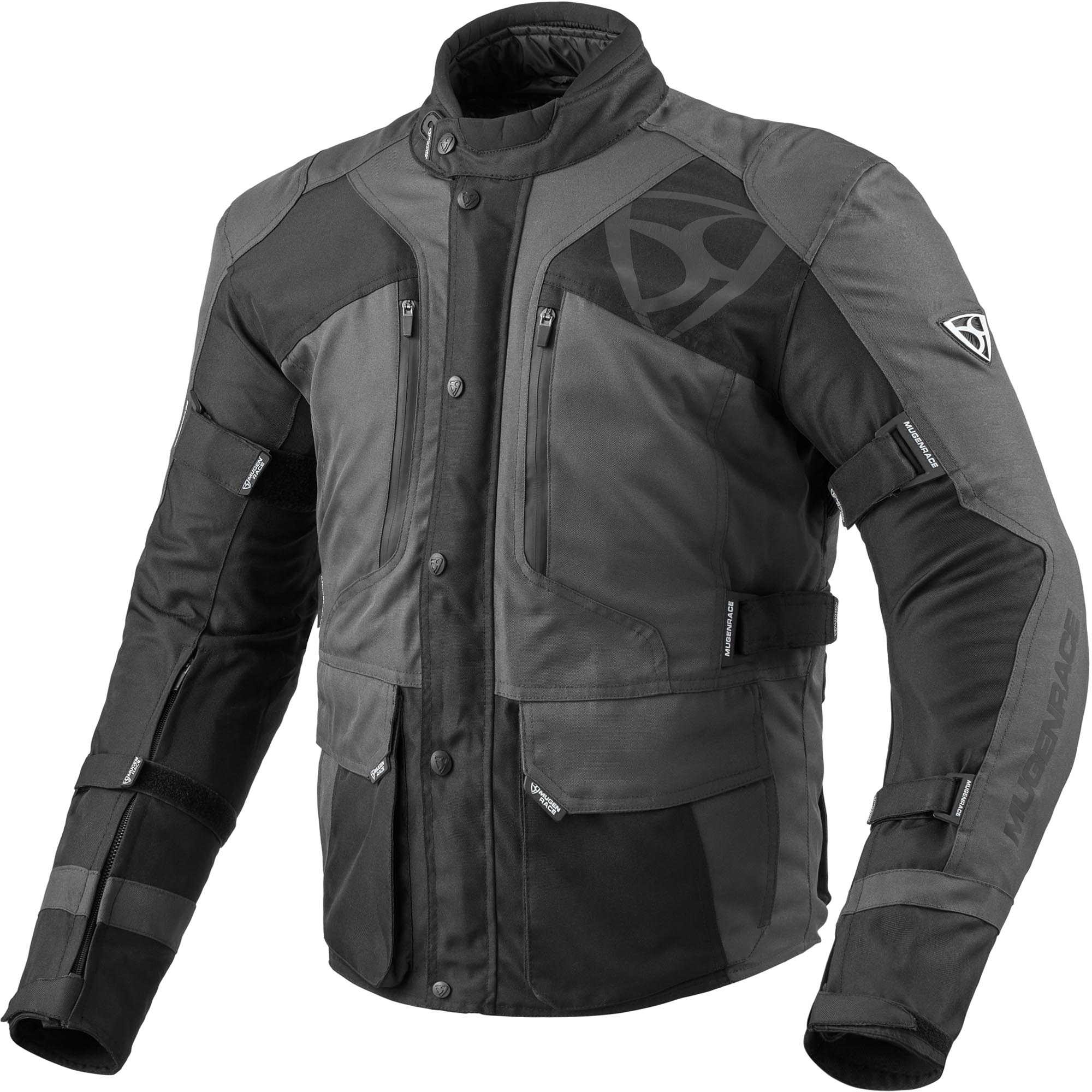 MUGENRACE Autumn imperméable Moto Textile Jacke, noir-gris, taille 2XL pour Hommes